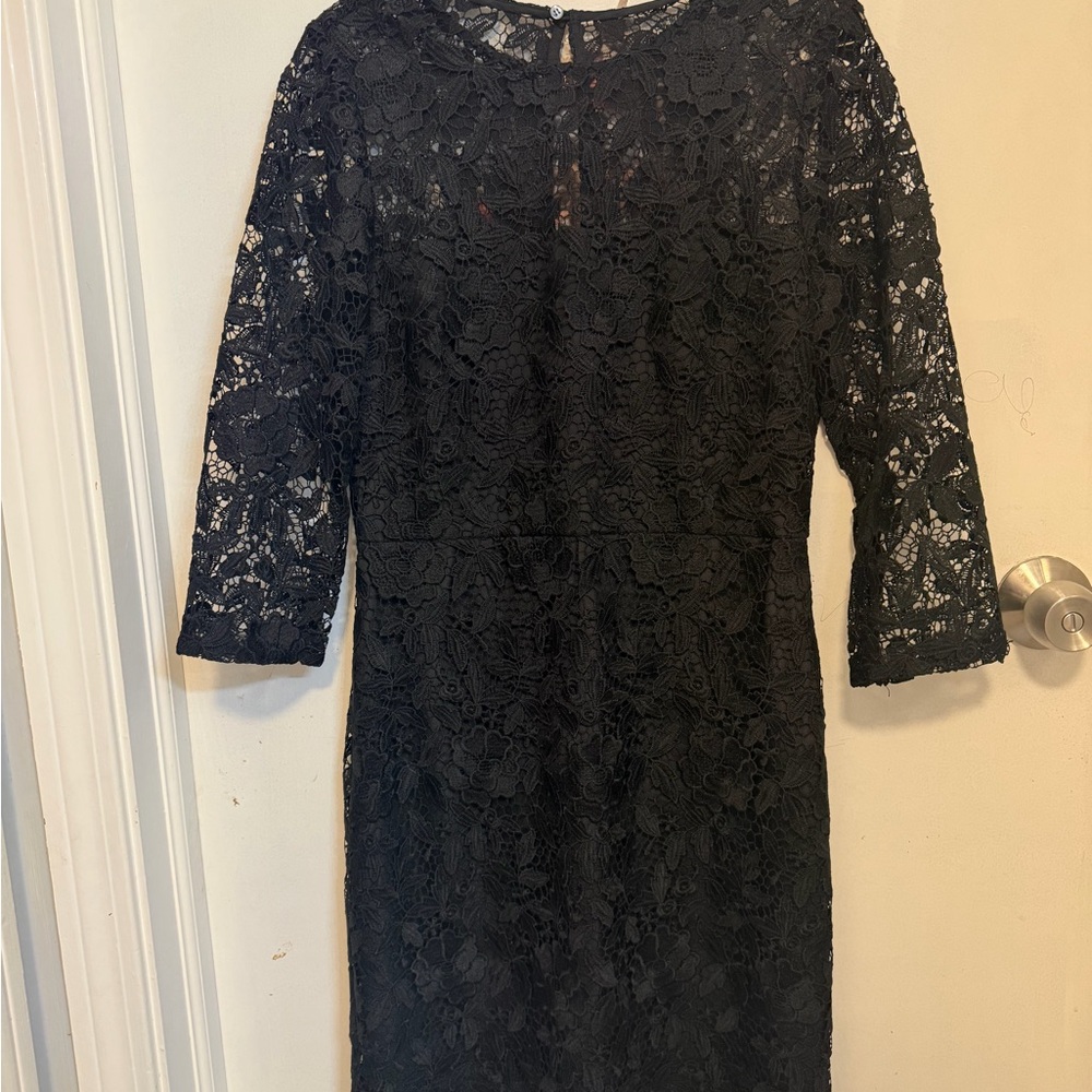 J. Crew Black Lace Long Sleeve Dress